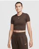 NIKE WOMENS SLIM-FIT CROP T-SHIRT BROWN (W)